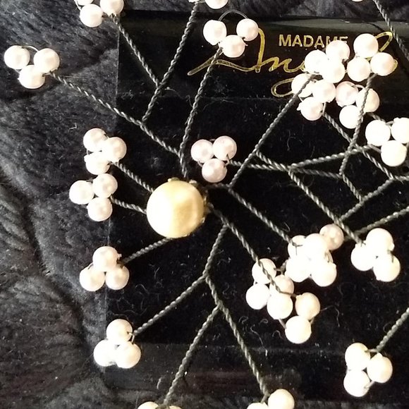 Vintage 80s delicate spray of 'pearls' statement earrings NWT - Picture 3 of 6